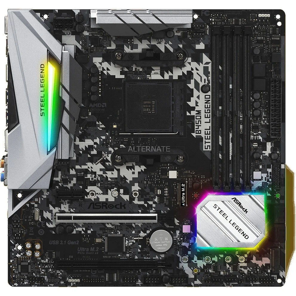 Sockel AM4 ASRock B450M STEEL LEGEND, Mainboard 2 Sockel AM4 ASRock B450M STEEL LEGEND, Mainboard – Bild 2