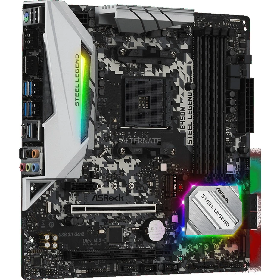 Sockel AM4 ASRock B450M STEEL LEGEND, Mainboard 4 Sockel AM4 ASRock B450M STEEL LEGEND, Mainboard – Bild 4