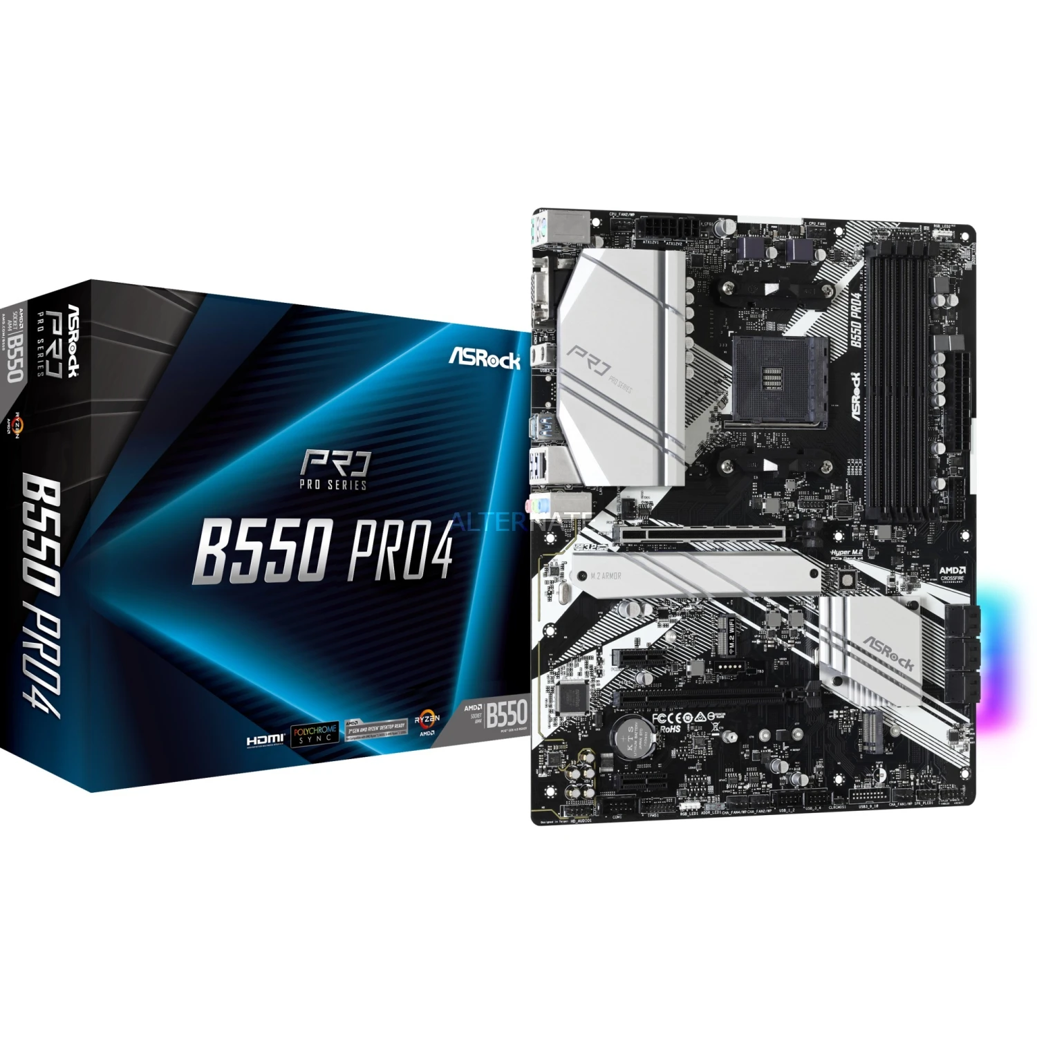 Sockel AM4 ASRock B550 Pro4, Mainboard 1 Sockel AM4 ASRock B550 Pro4, Mainboard