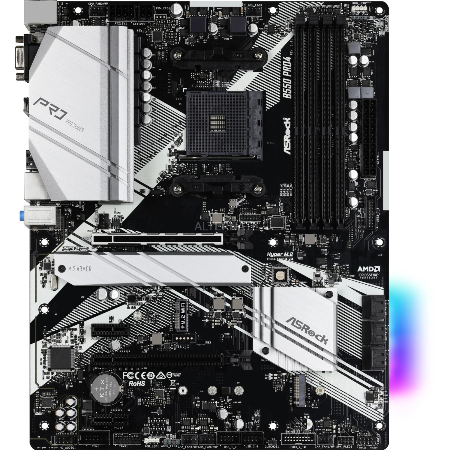 Sockel AM4 ASRock B550 Pro4, Mainboard 3 Sockel AM4 ASRock B550 Pro4, Mainboard – Bild 3