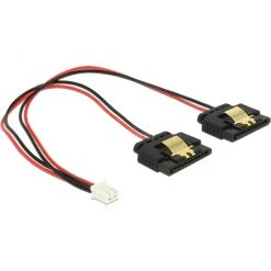 Raspberry Pi DeLOCK 2Pin Buchse > 2x SATA 15Pin Buchse, Y-Kabel (schwarz/rot, 20cm)
