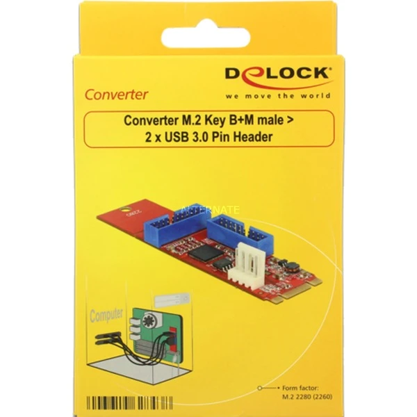 Mainboard Zubehör DeLOCK M.2 Key B+M Stecker > 2 X USB 3.0 Pfostenstecker, Konverter – Bild 5