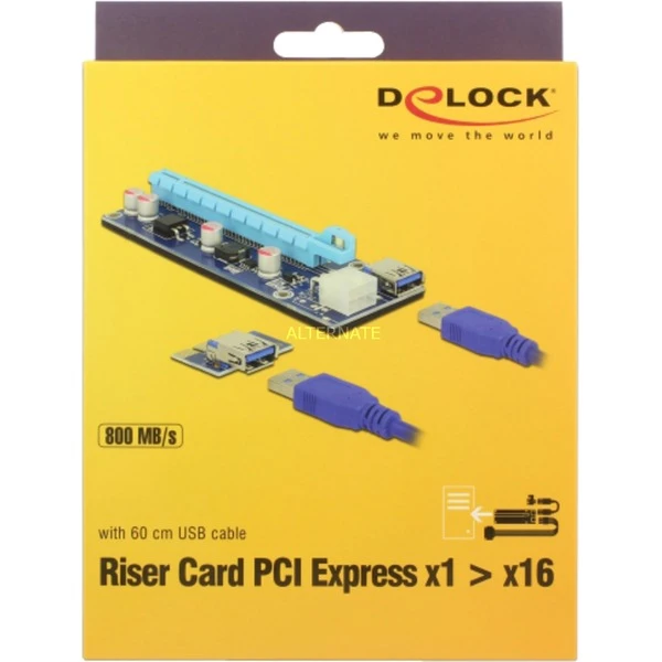 Mainboard Zubehör DeLOCK Riser Card PCI X1 > X16 USB Kabel 4 Mainboard Zubehör DeLOCK Riser Card PCI X1 > X16 USB Kabel – Bild 4