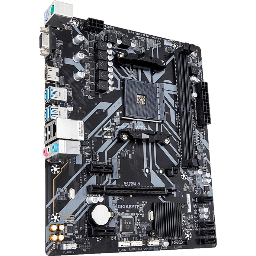 Sockel AM4 GIGABYTE B450M H, Mainboard 3 Sockel AM4 GIGABYTE B450M H, Mainboard – Bild 3