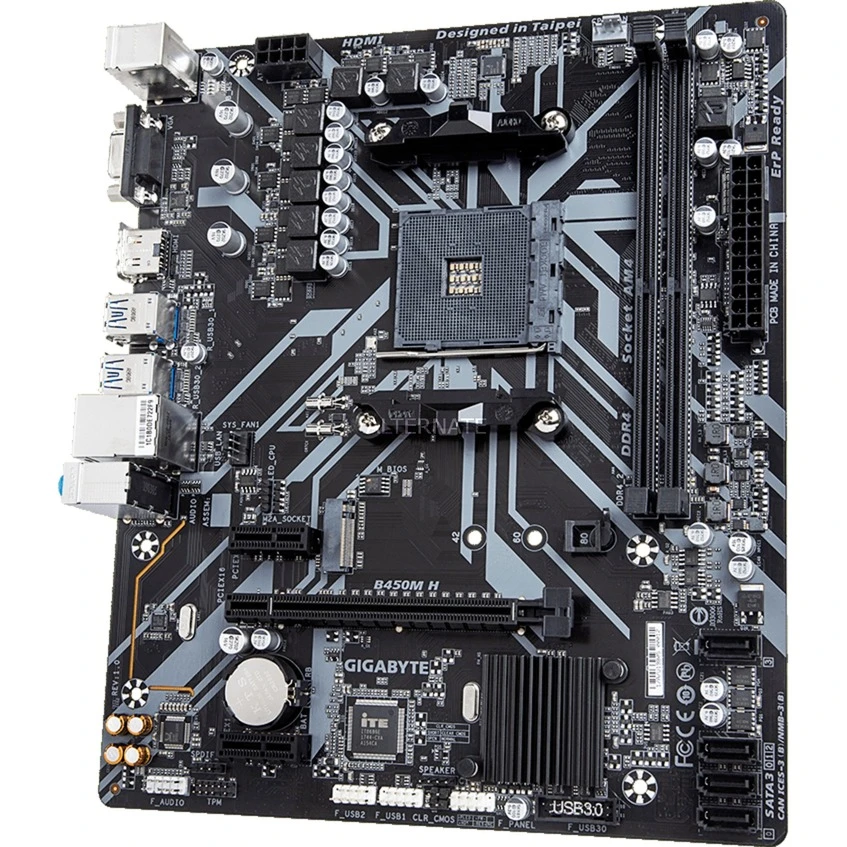 Sockel AM4 GIGABYTE B450M H, Mainboard 4 Sockel AM4 GIGABYTE B450M H, Mainboard – Bild 4